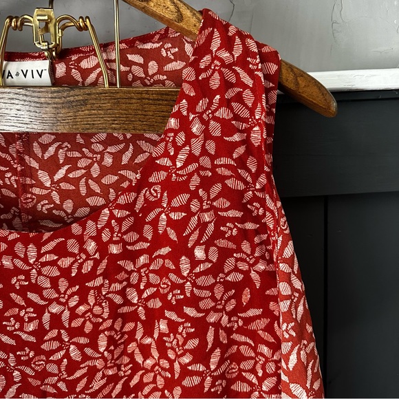 AVA & VIV  Red Cream Sleeveless Blouse‎ 3X - Picture 6 of 12